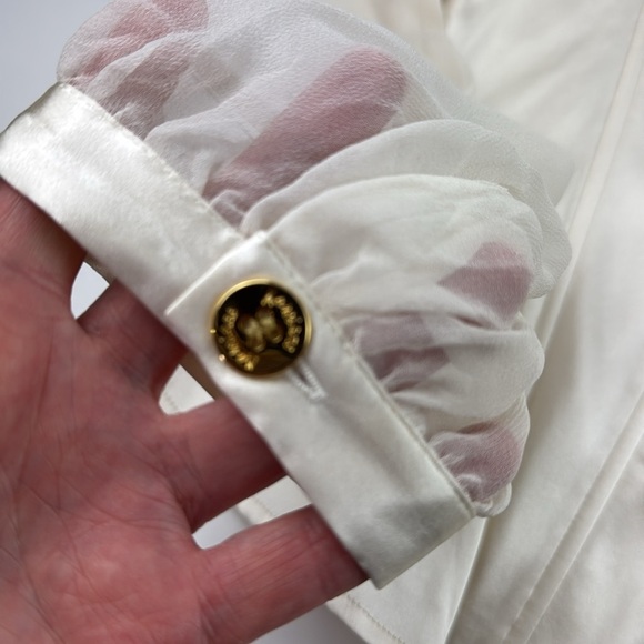 Marciano by Guess Woman's Long Sleeve cream Silk Blouse - Picture 6 of 12